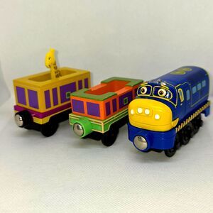 Chuggington Wooden Railway Train Engines - Brewster, Safari Car & Cargo Car Lot